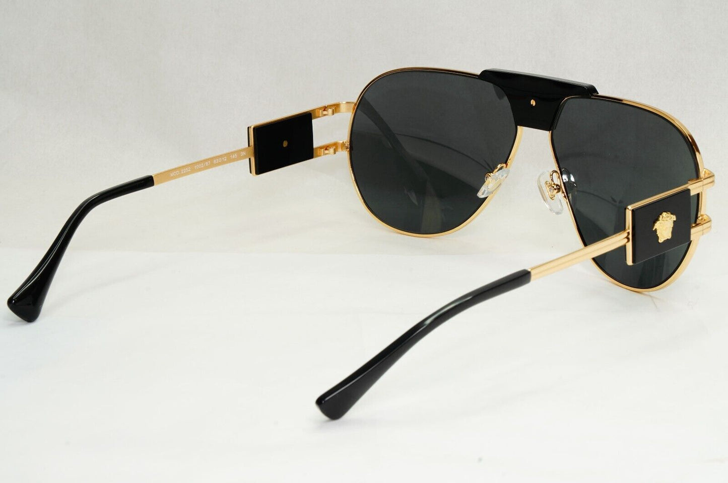Versace Sunglasses Gold Black Grey Metal Pilot MOD VE 2252 1002/87 63mm