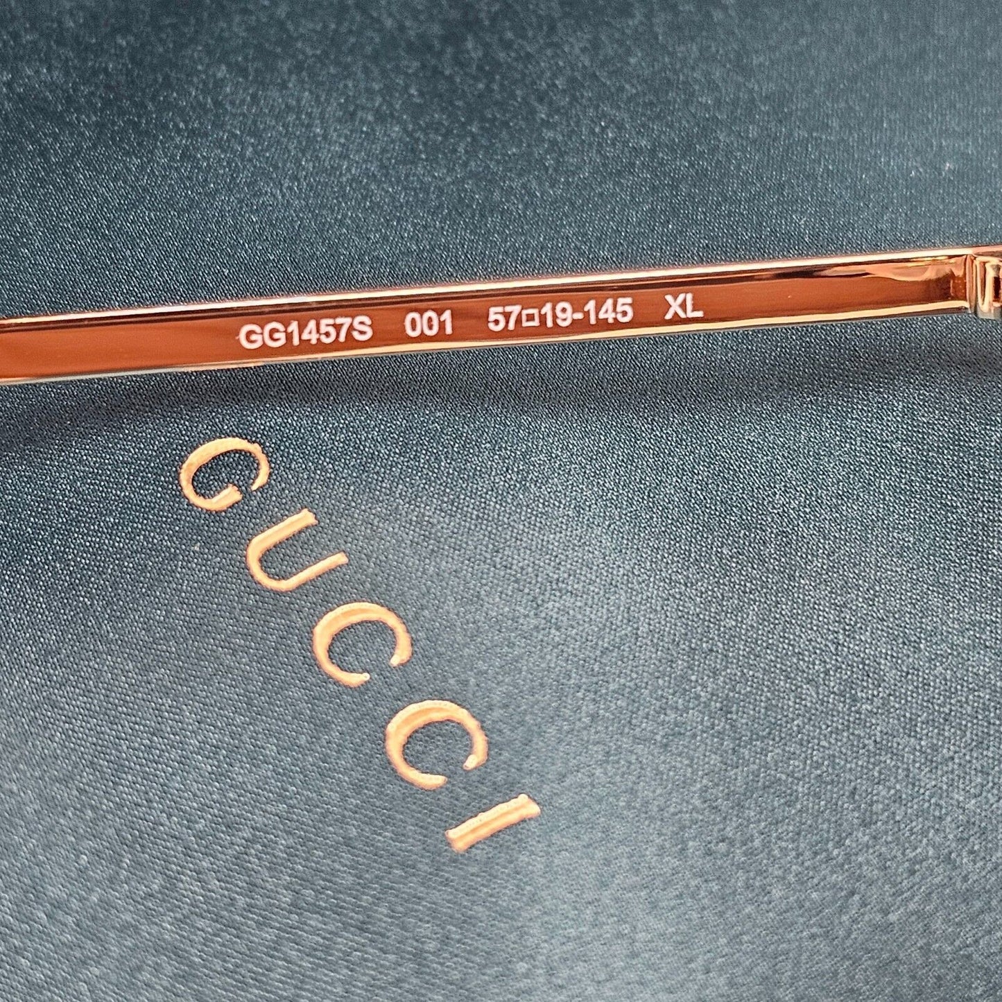 Gucci Sunglasses 2023 Gold Black Rectangle Metal Slim GG1457S 001 57mm 170125
