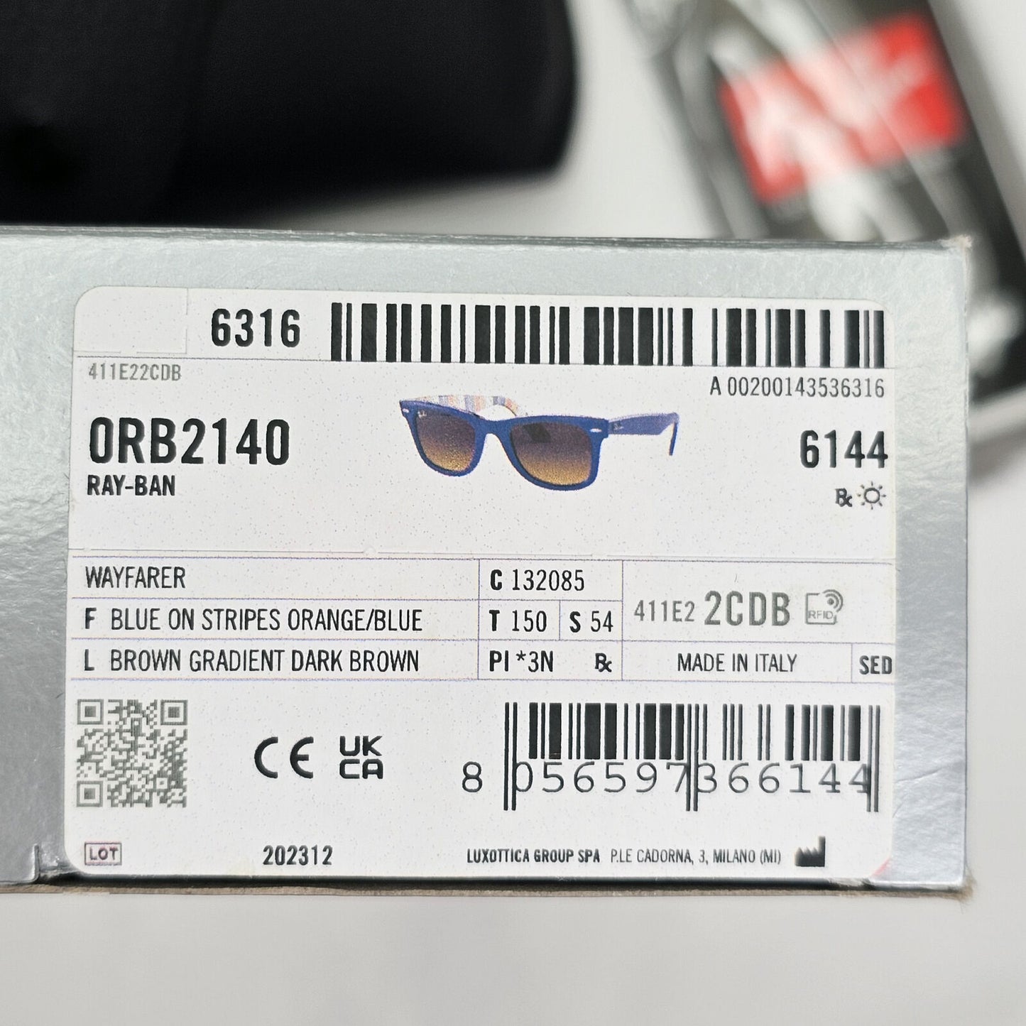Ray-Ban Sunglasses Wayfarer Large Dark Blue Gradient Brown RB 2140 1320/85 54mm