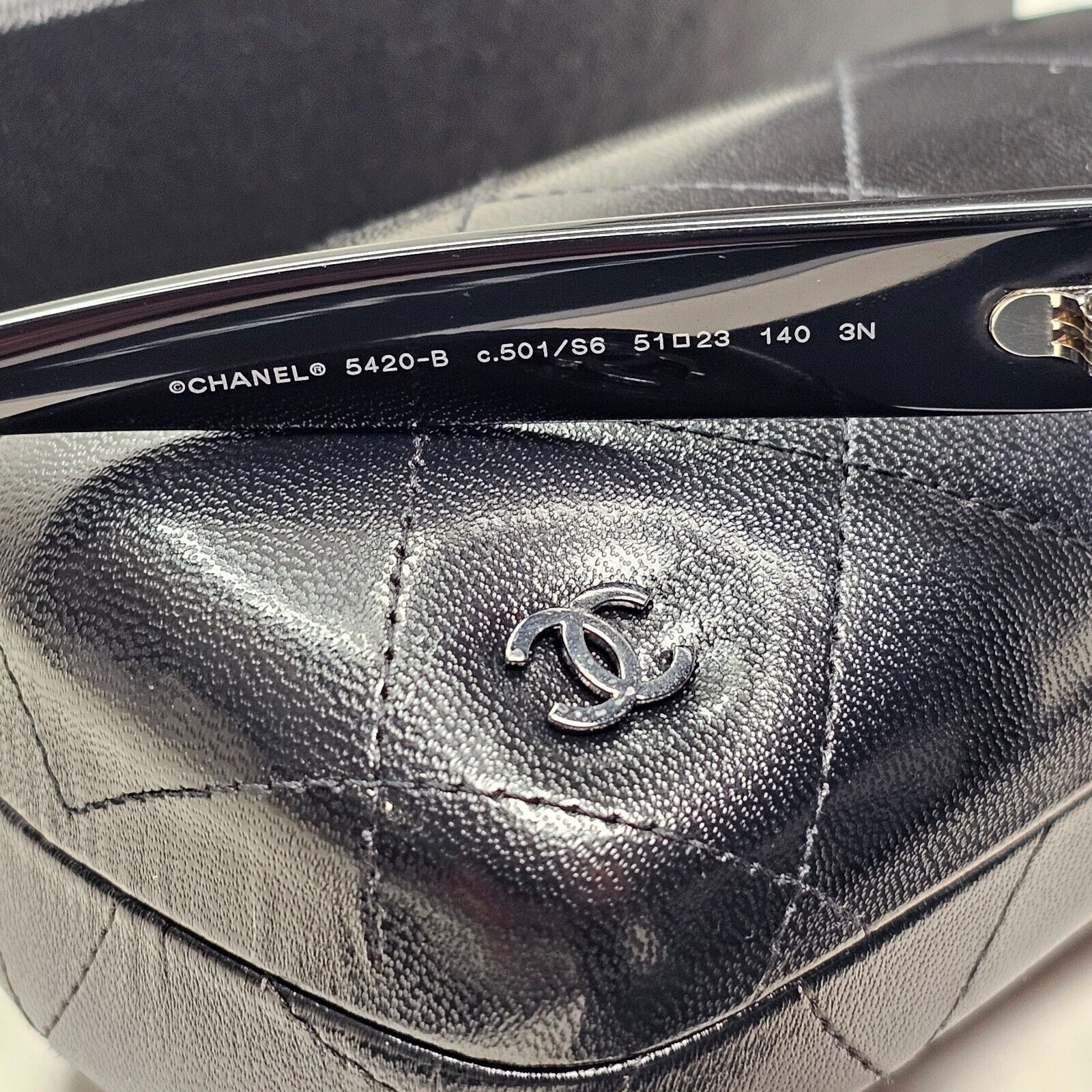 Chanel Sunglasses Black Diamante Rhinestone Square Large 5420-B c.501/S6 51mm