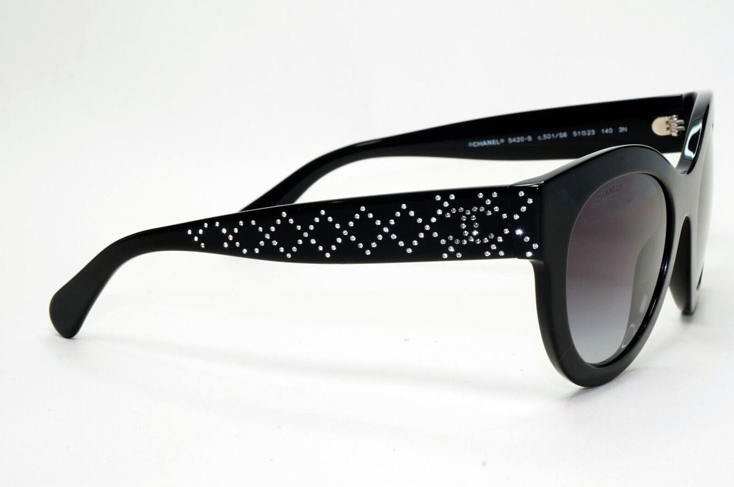 Chanel Sunglasses Black Diamante Rhinestone Square Large 5420-B c.501/S6 51mm