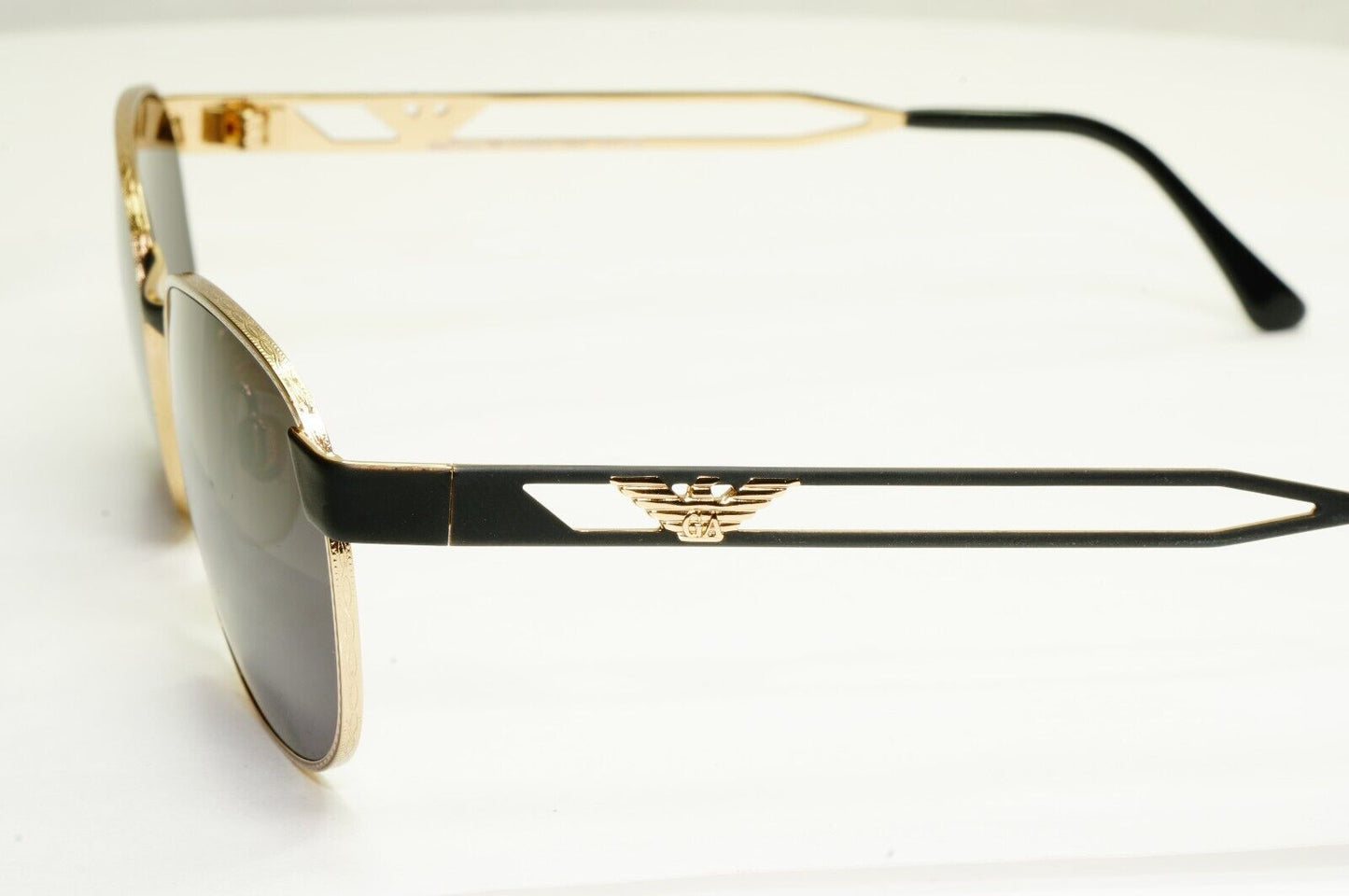 Emporio Armani 1997 Vintage Sunglasses Gold Black Metal Unisex Eagle 051-S 771