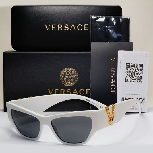 Versace Sunglasses White Gold V Black Square MOD VE 4383 5327/87 56mm