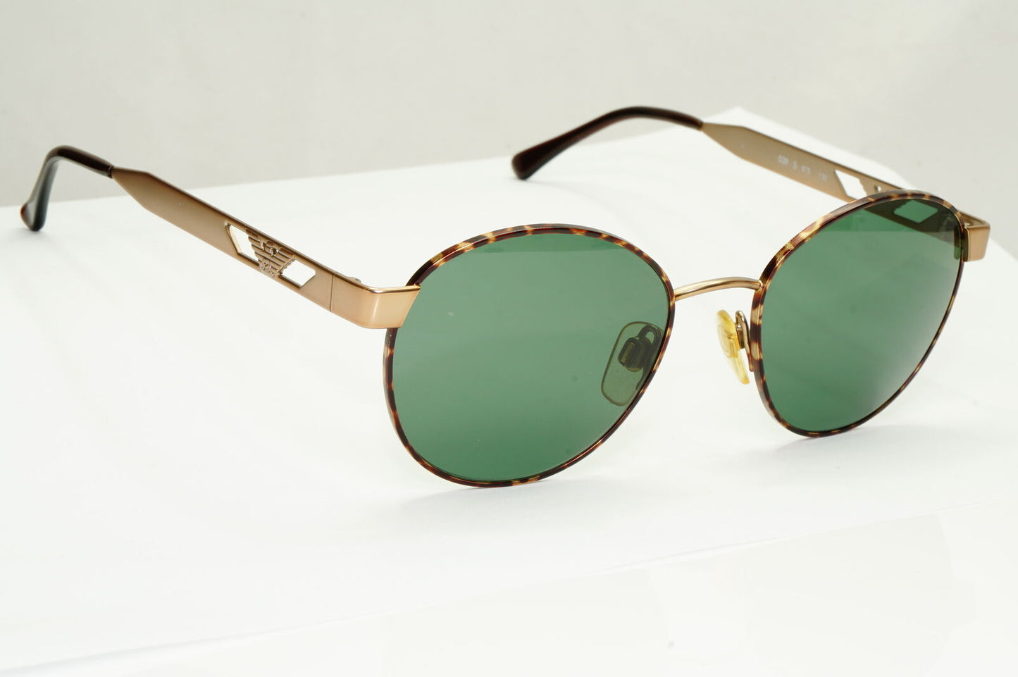 Emporio Armani Sunglasses 1997 Vintage Round Pale Gold Green Eagle 039-S 875