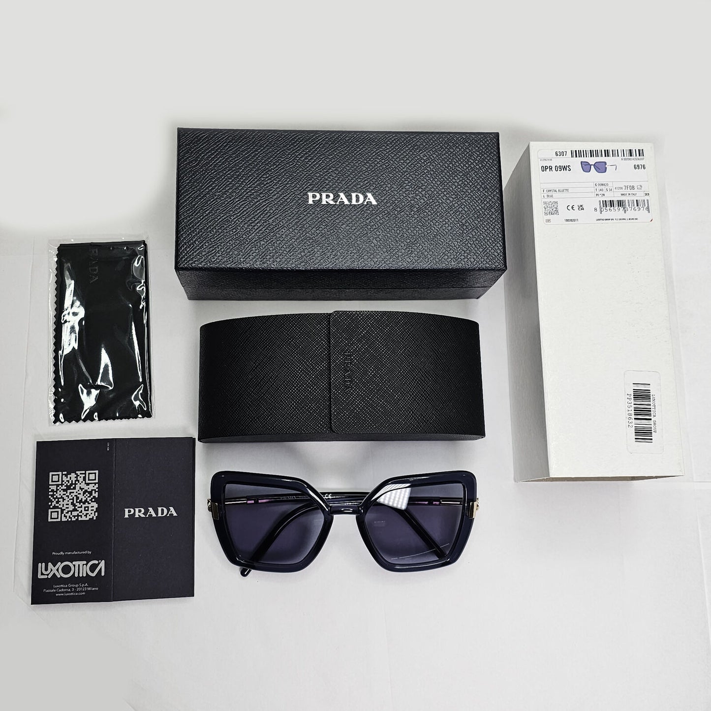 Prada Sunglasses Blue Crystal Square Gold Transparent PR09WS SPR 09W 06M-420