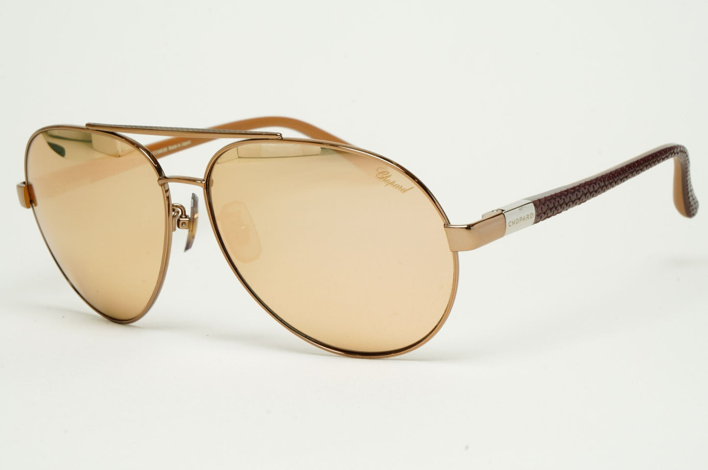 Chopard Sunglasses Titanium Glass Pilot Gold Brown SCH880V 668G 61mm 130225