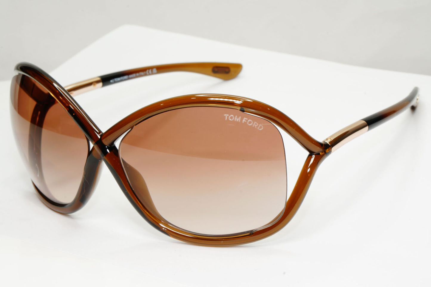Tom Ford Whitney Sunglasses Brown Gradient Gold Large Wrap TF9 FT0009 692