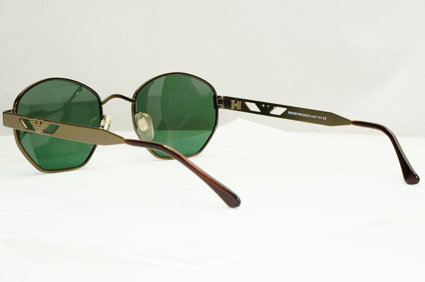 Emporio Armani Sunglasses 1997 Vintage Brown Green Hexagonal Metal 035-S 924/29