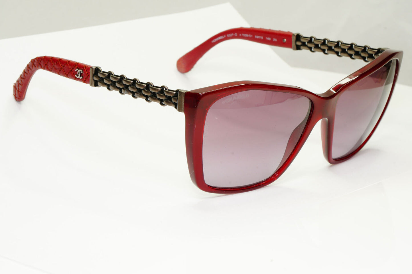 Chanel Leather Chain Sunglasses Red Burgundy Bordo 5327-Q c.1528/S1 110123