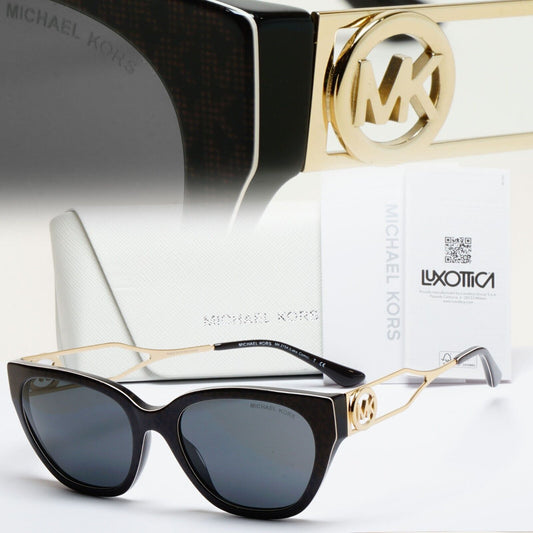 Michael Kors Sunglasses Black Gold Grey MK 2154 Lake Como 3706/87 54mm