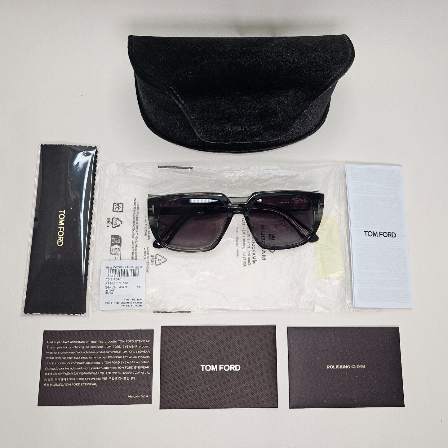 Tom Ford Sunglasses Oliver-02 Grey Brown Gradient Square FT1025 TF 1025 56F 56mm