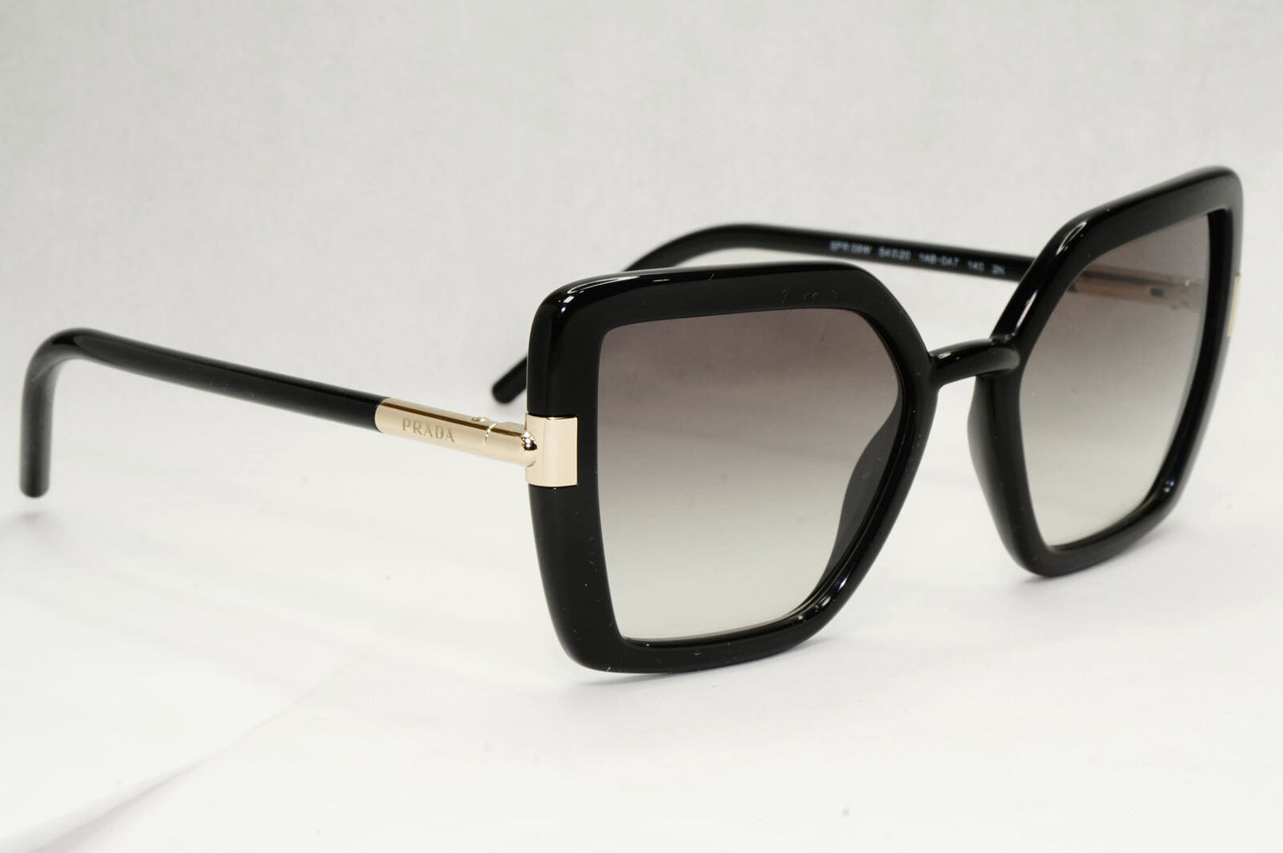 Prada Sunglasses Black Grey Gradient Gold Square Smoke PR09WS SPR 09W 1AB-0A7