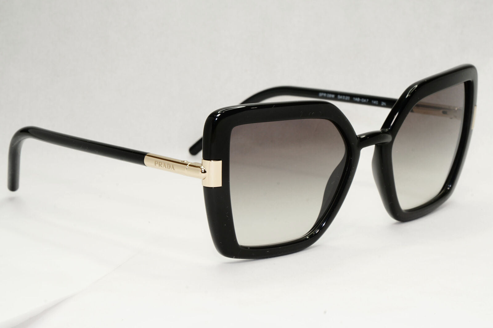 Prada Sunglasses Black Grey Gradient Gold Square Smoke PR09WS SPR 09W 1AB-0A7