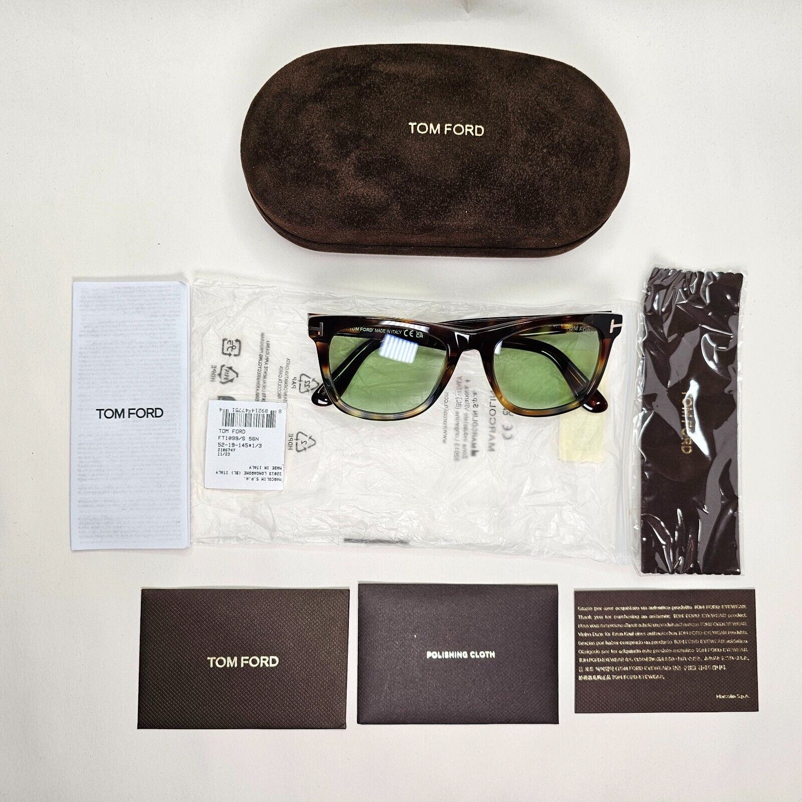 Tom Ford Sunglasses Kevyn Photochromic Brown Tortoise Green FT1099 TF 1099 56N