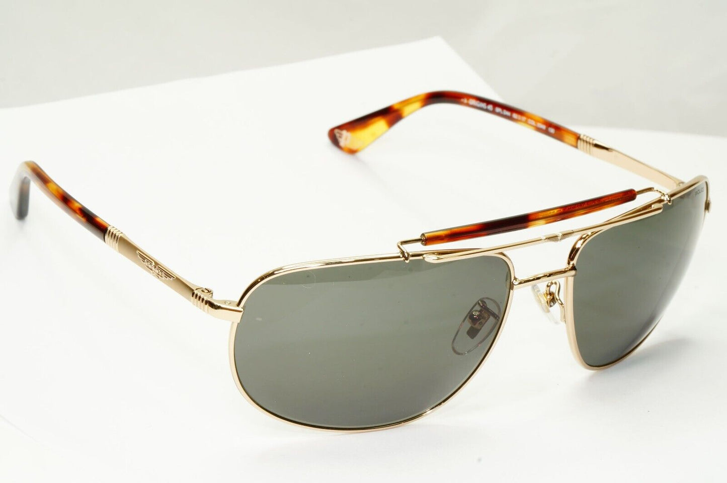 Police Sunglasses Gold Pilot Brown Green Metal SPL D44 Origins 45 COL 0349 62mm