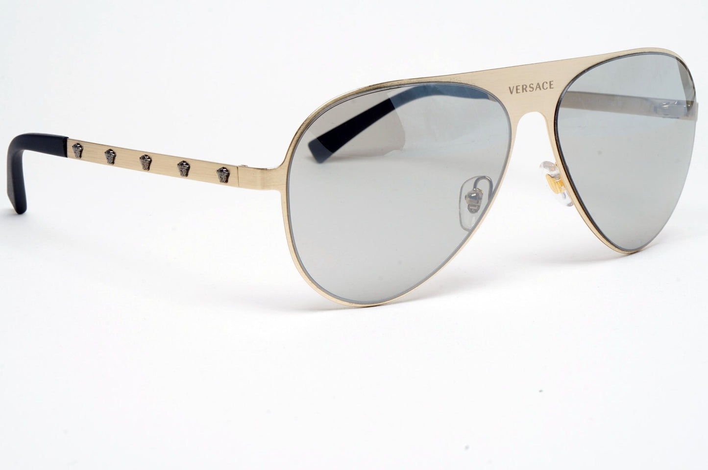 Versace Sunglasses Gold Medusa Pilot Silver Mirror Metal MOD VE 2189 1339/6G