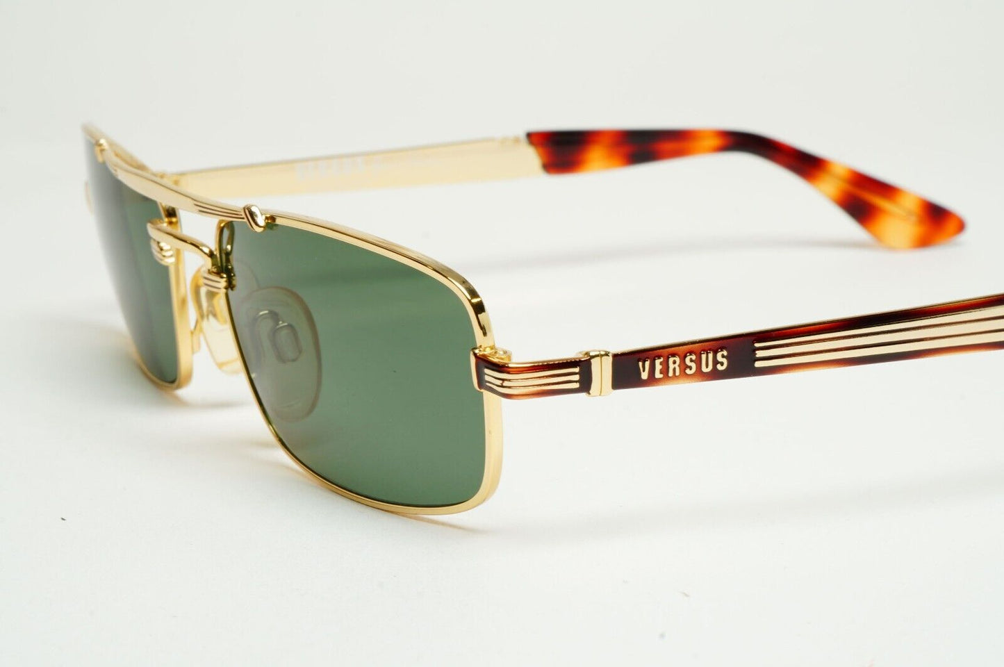 Versus Sunglasses 1996 by Gianni Versace Vintage Rectangle Green MOD F06 COL 32M