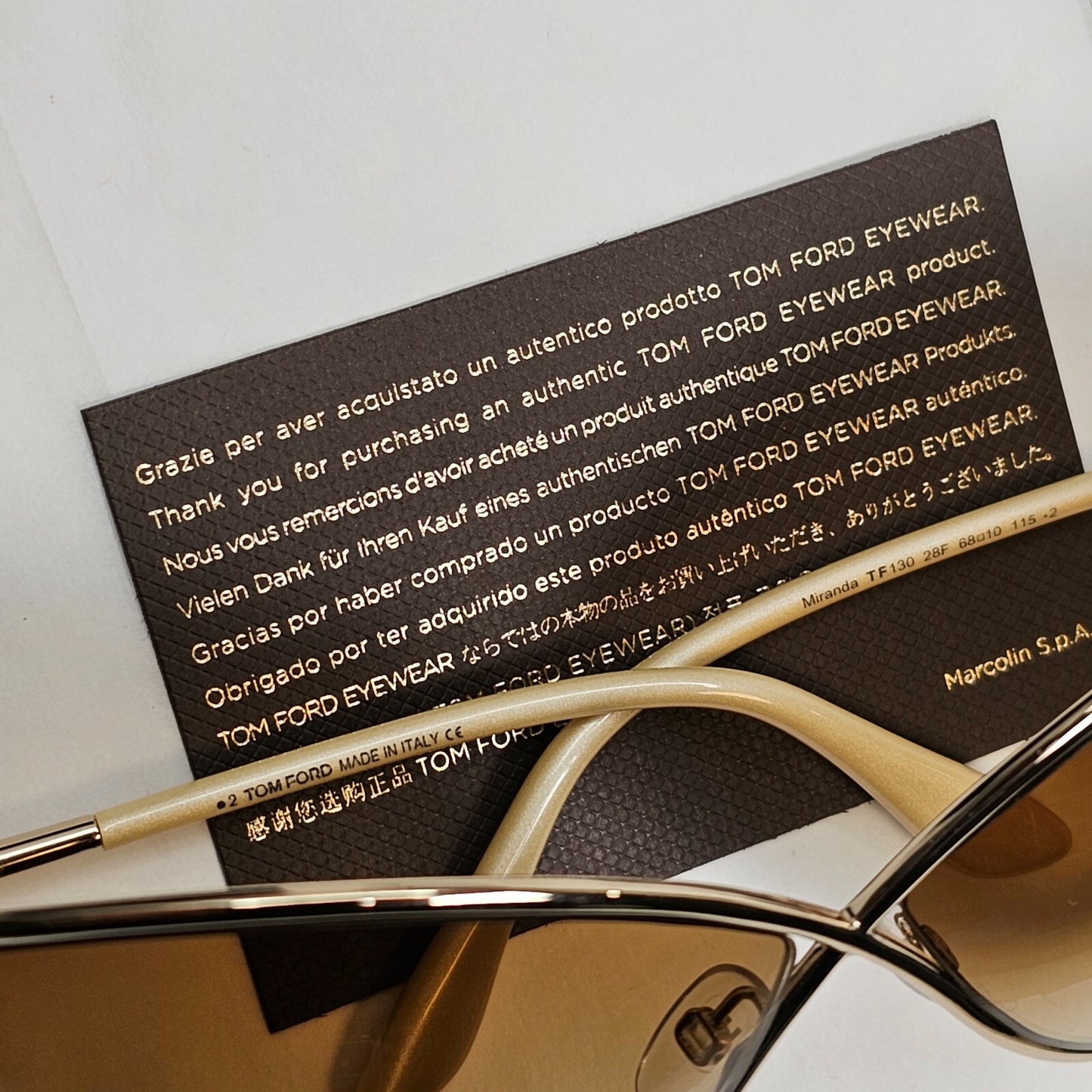 Tom Ford Sunglasses Miranda Gold Brown Gradient Metal FT0130 TF 130 28F