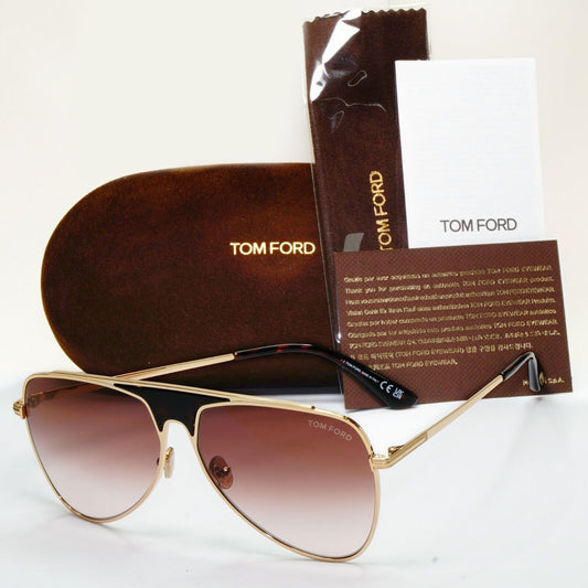 Tom Ford Sunglasses Ethan Gold Square Metal Brown Gradient FT0935 TF 935 28F