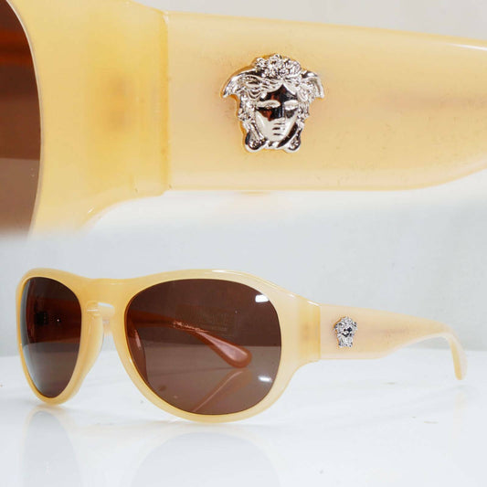 Versace Nude Silver Medusa Beige Sunglasses Square Womens 4058 329/3 28505