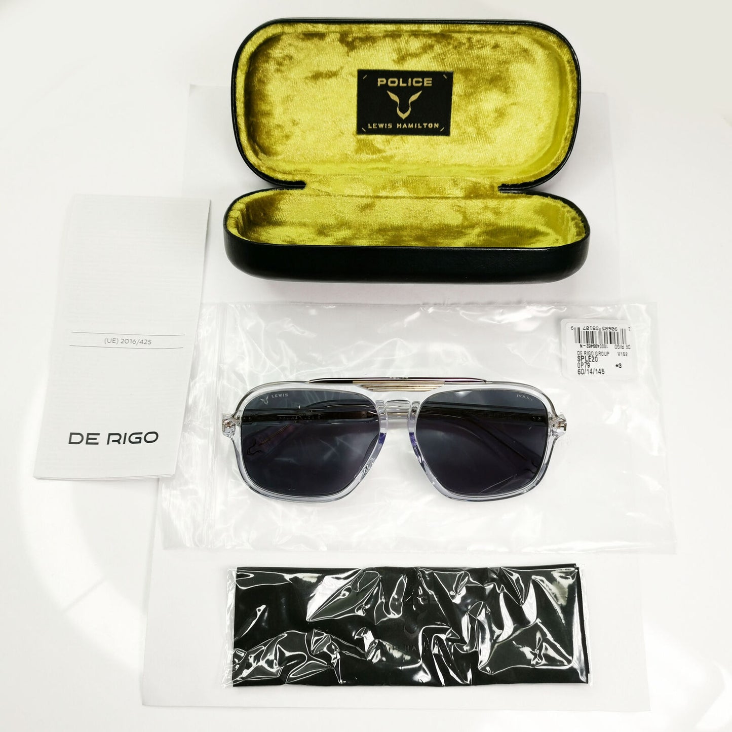 Police Lewis Hamilton F1 Sunglasses Grey Transparent Gold SPL E20 COL 0P79 38