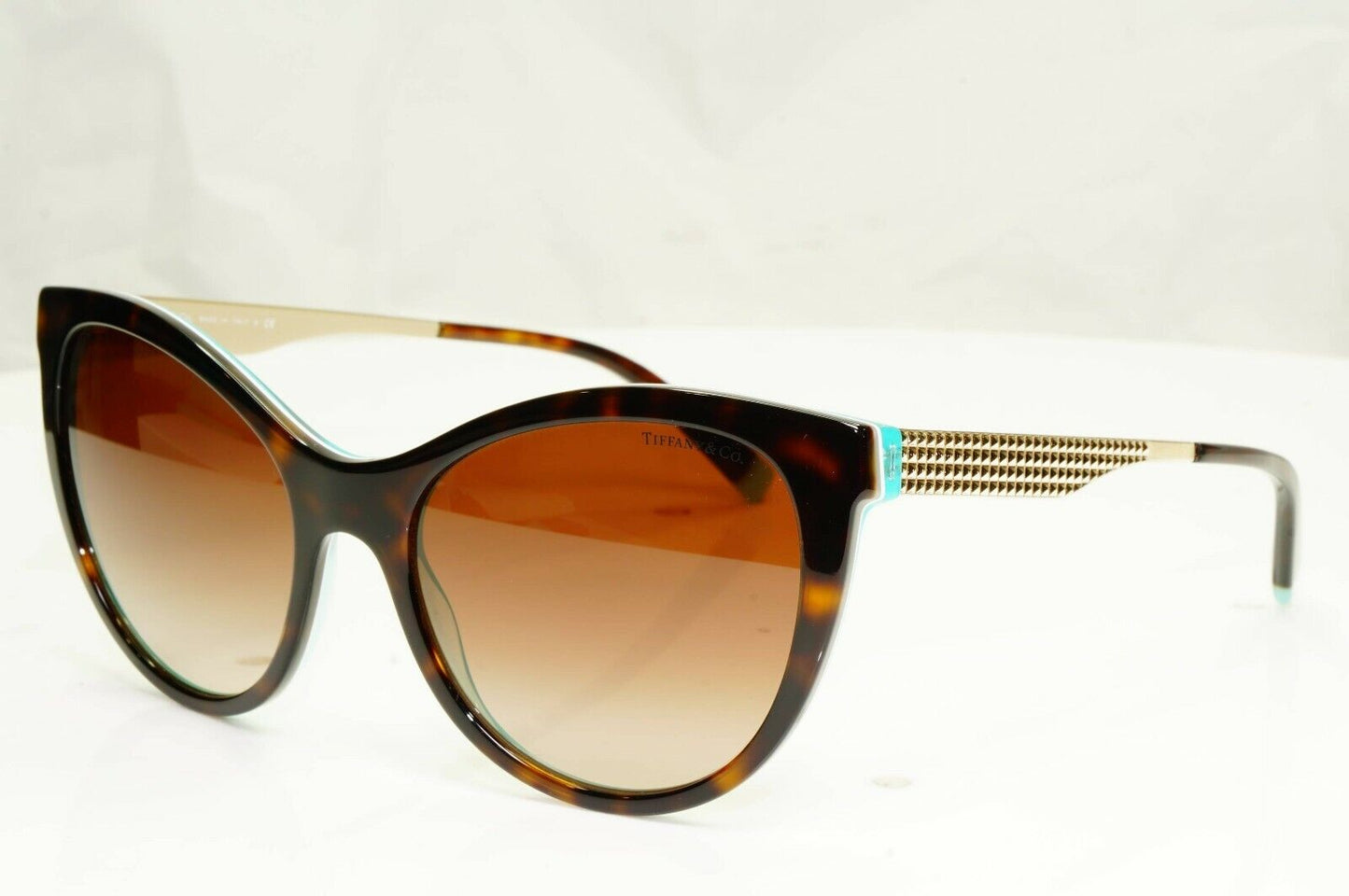 Tiffany & Co Gold Brown Tortoise Havana Sunglasses Diamond Point TF 4159 8275/3B