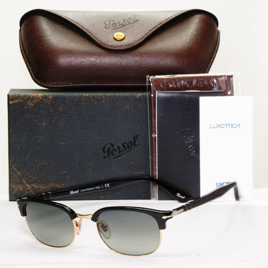 Persol Sunglasses 2015 Black Grey Gradient Rectangle Vintage 8139-S 95/71 52mm