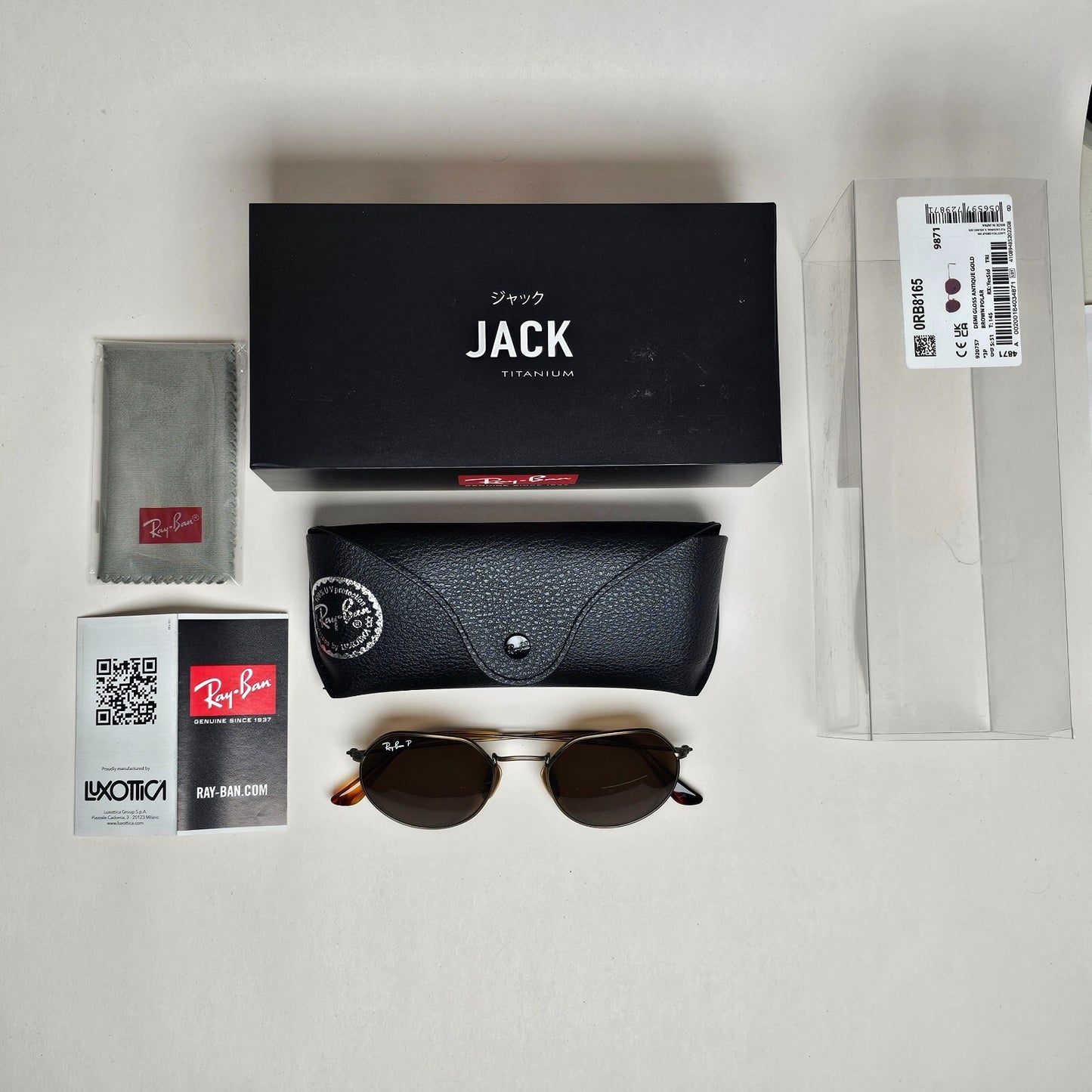 Ray-Ban Sunglasses Jack Titanium Polarised Brown Antique RB 8165 9207/57 51mm