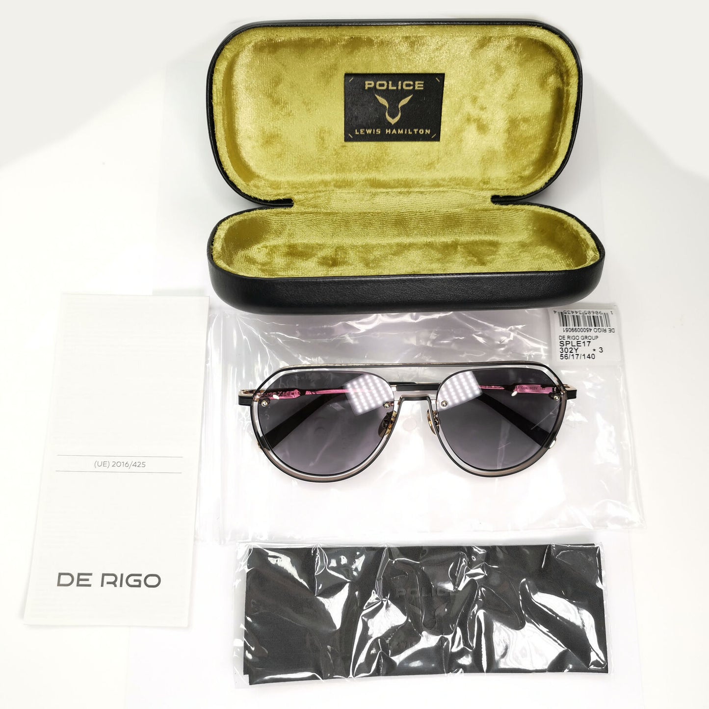 Police Lewis Hamilton F1 Sunglasses Blac kGradient Gold Pilot SPL E17 COL 302Y