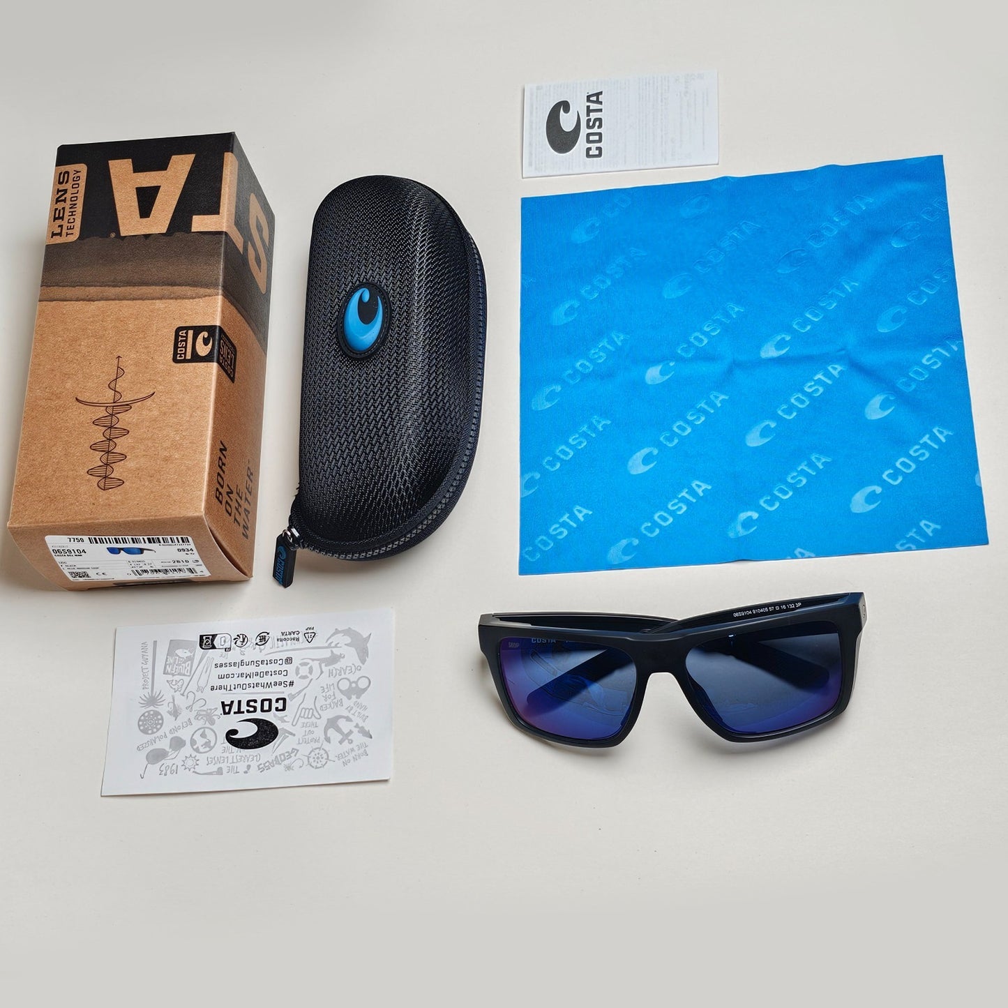 Costa Del Mar Sunglasses Lido Polarized Blue 580P Mirror Black 06S9104 04 57mm