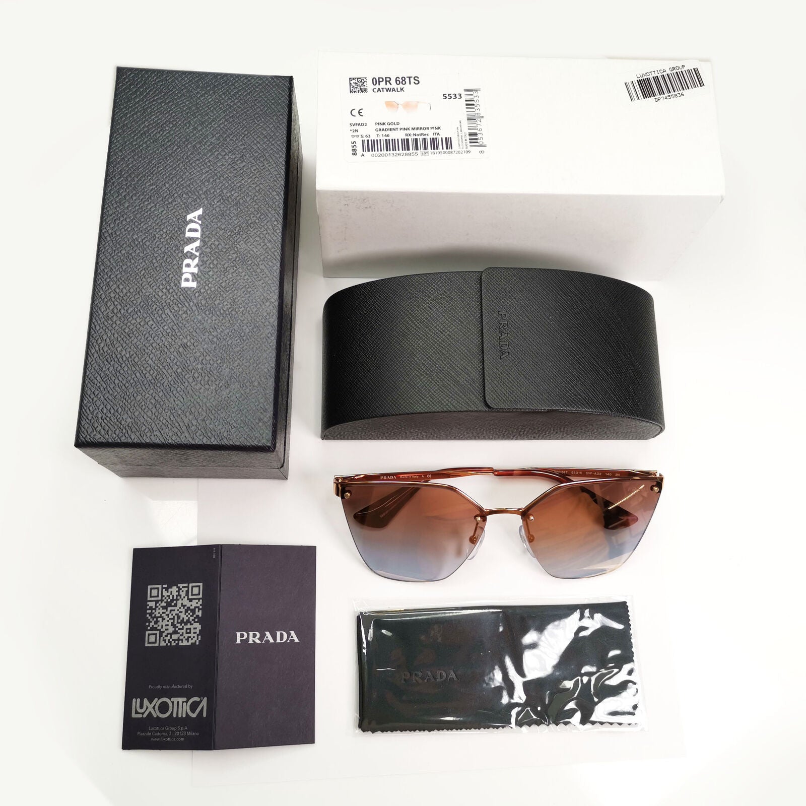 Prada Gold Cinema Mirror Sunglasses Gradient Pink Catwalk PR68TS SPR 68T SVF-AD2