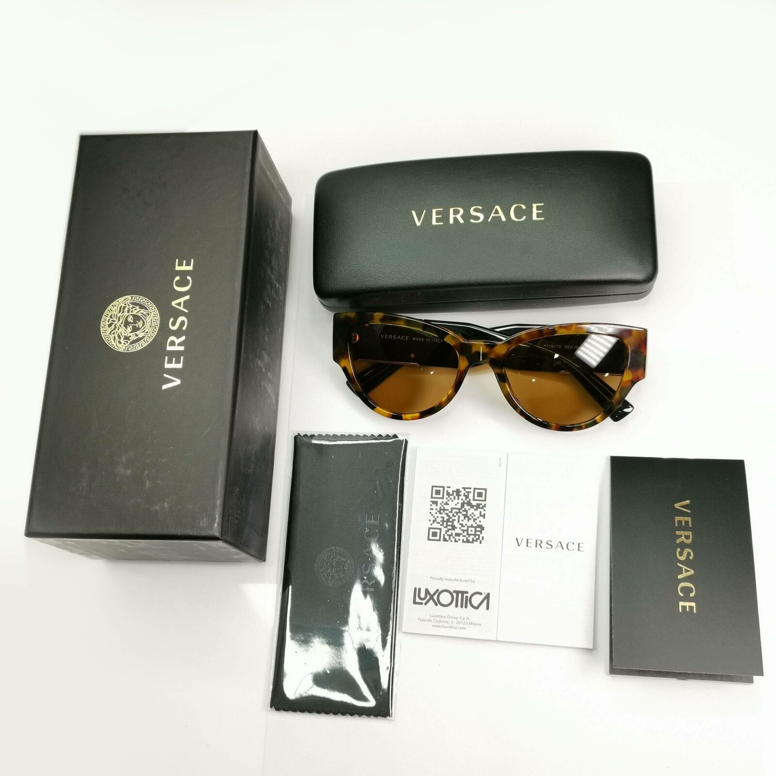 Authentic Versace Womens Gold Medusa Brown Black Square Sunglasses 4398 5119/73