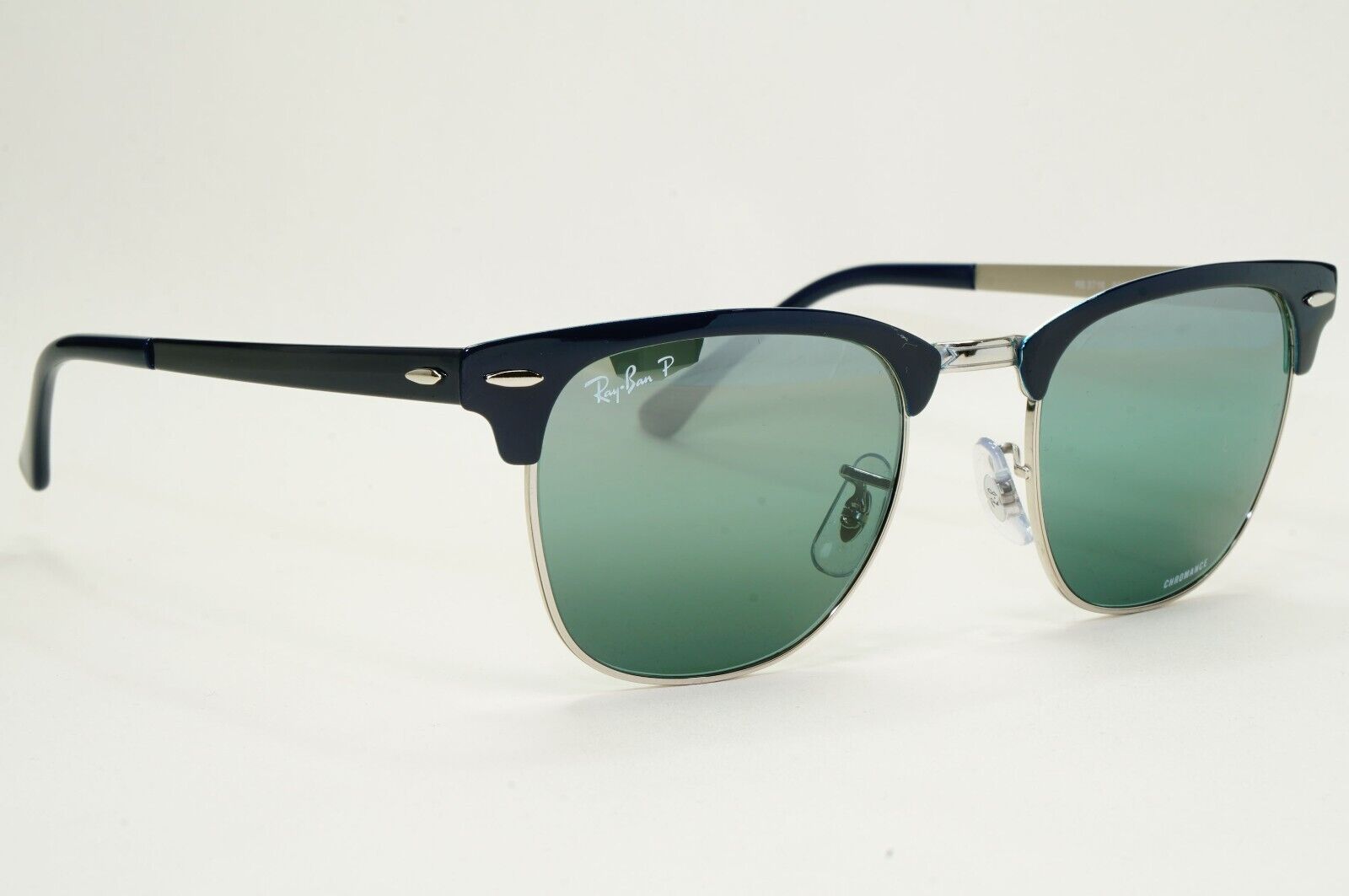 Ray-Ban Sunglasses Clubmaster Metal Polarised Chromance Blue RB 3716 9254/G6