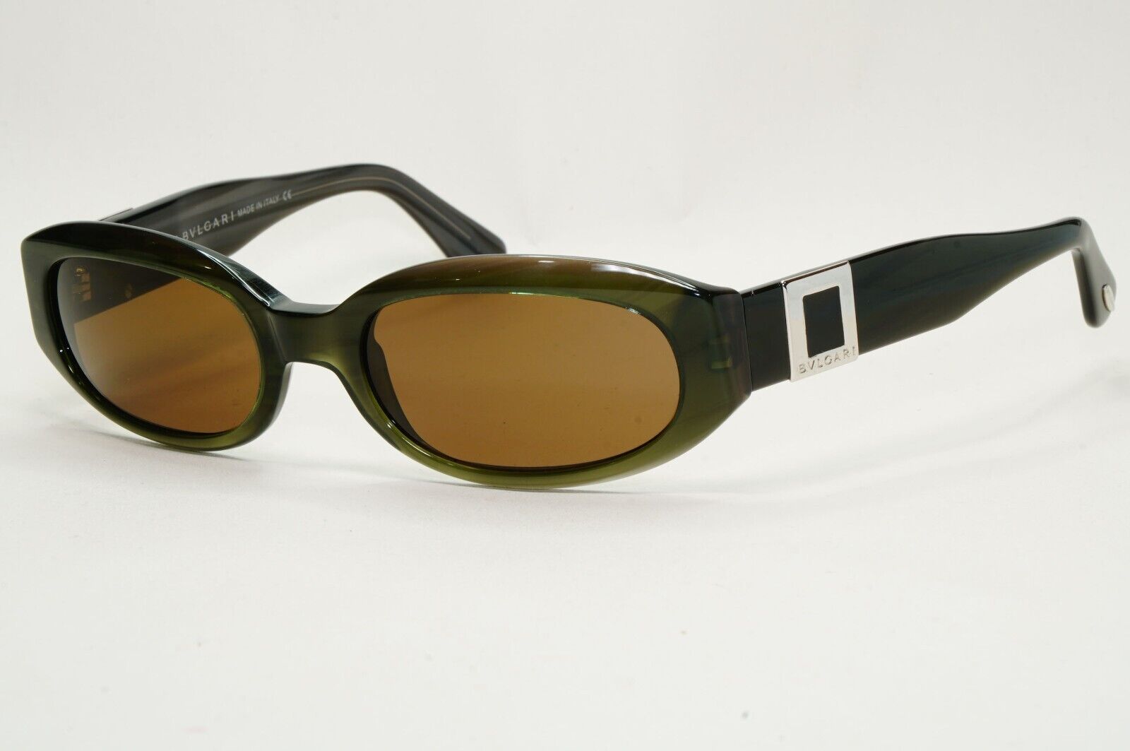 Bvlgari Sunglasses 2007 Vintage Rectangele Brown Dark Green Olive 822 584 091124