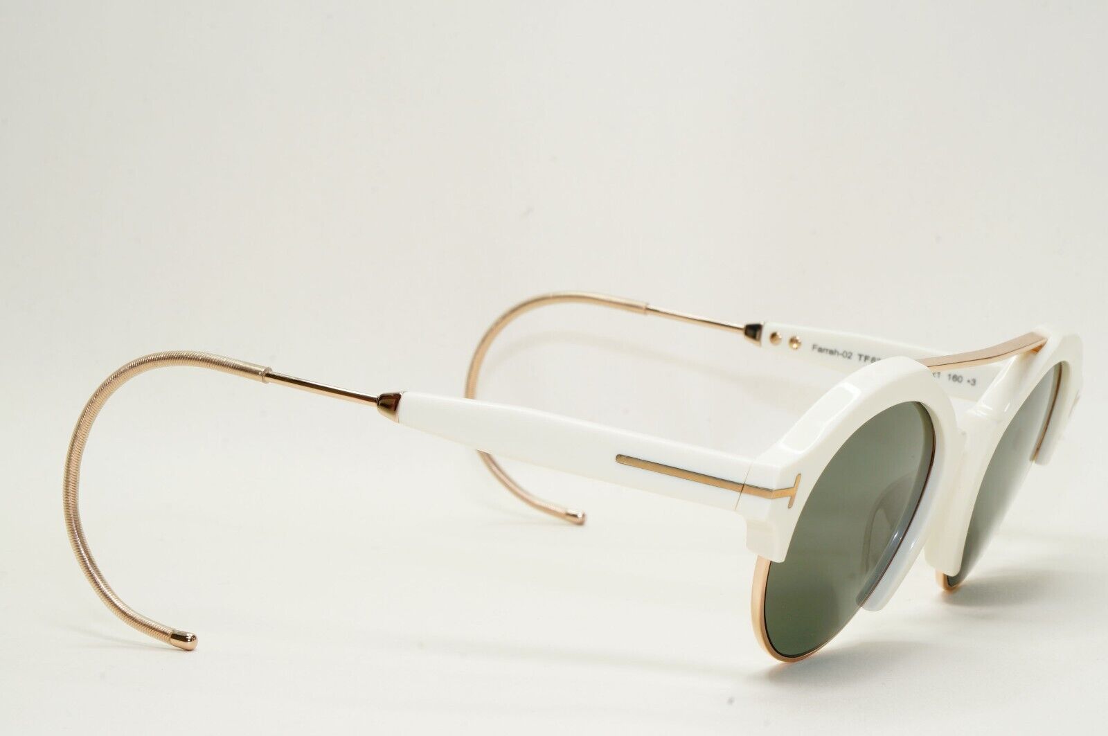 Tom Ford Sunglasses Farrah-02 Ear Loop White Green Gold FT0631 TF 631 25N 49mm