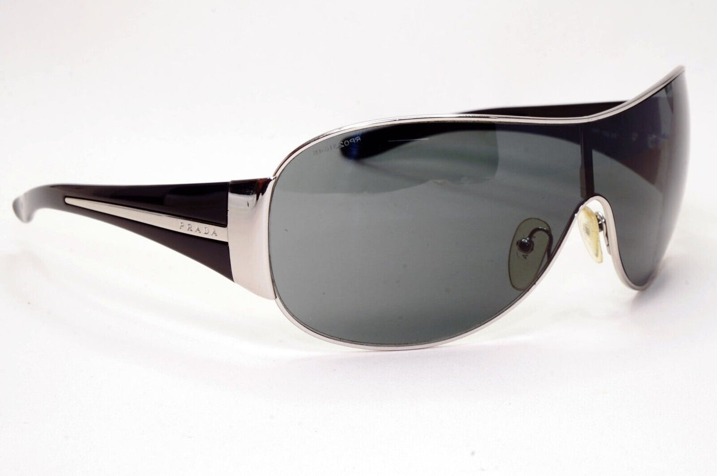 Prada Sunglasses 2006 Vintage Silver Black Shield PR52HS SPR 52H 1BC-1A1 281024