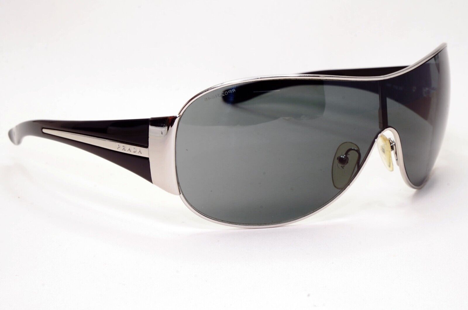 Prada Sunglasses 2006 Vintage Silver Black Shield PR52HS SPR 52H 1BC-1A1 281024