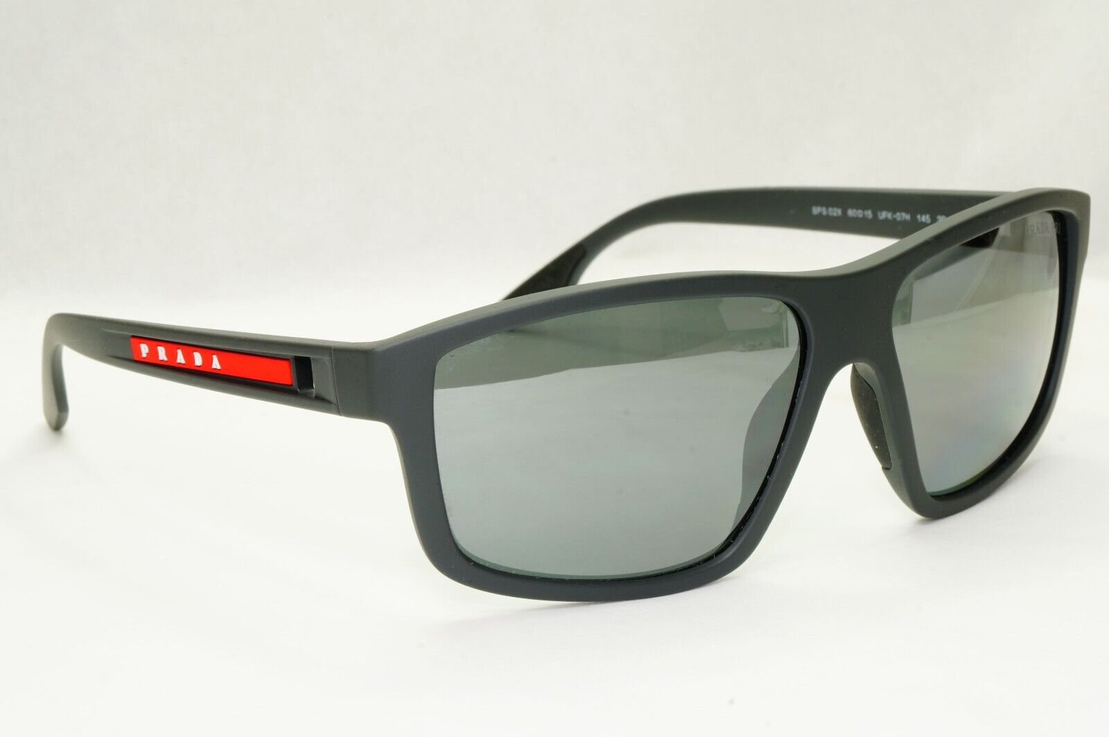 Prada Sunglasses Polarized Silver Mirror Grey Rubber PS02XS SPS 02X UFK-07H