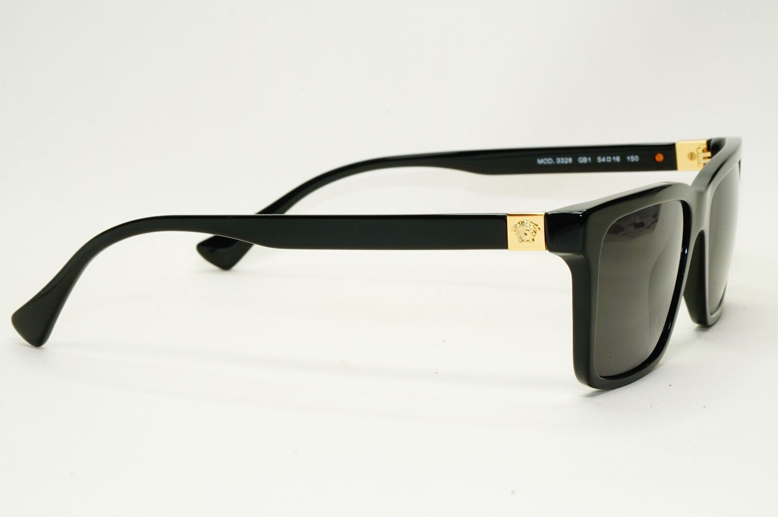 Versace Sunglasses Black Square Glossy Gold Medusa MOD VE 3328 GB1 54mm