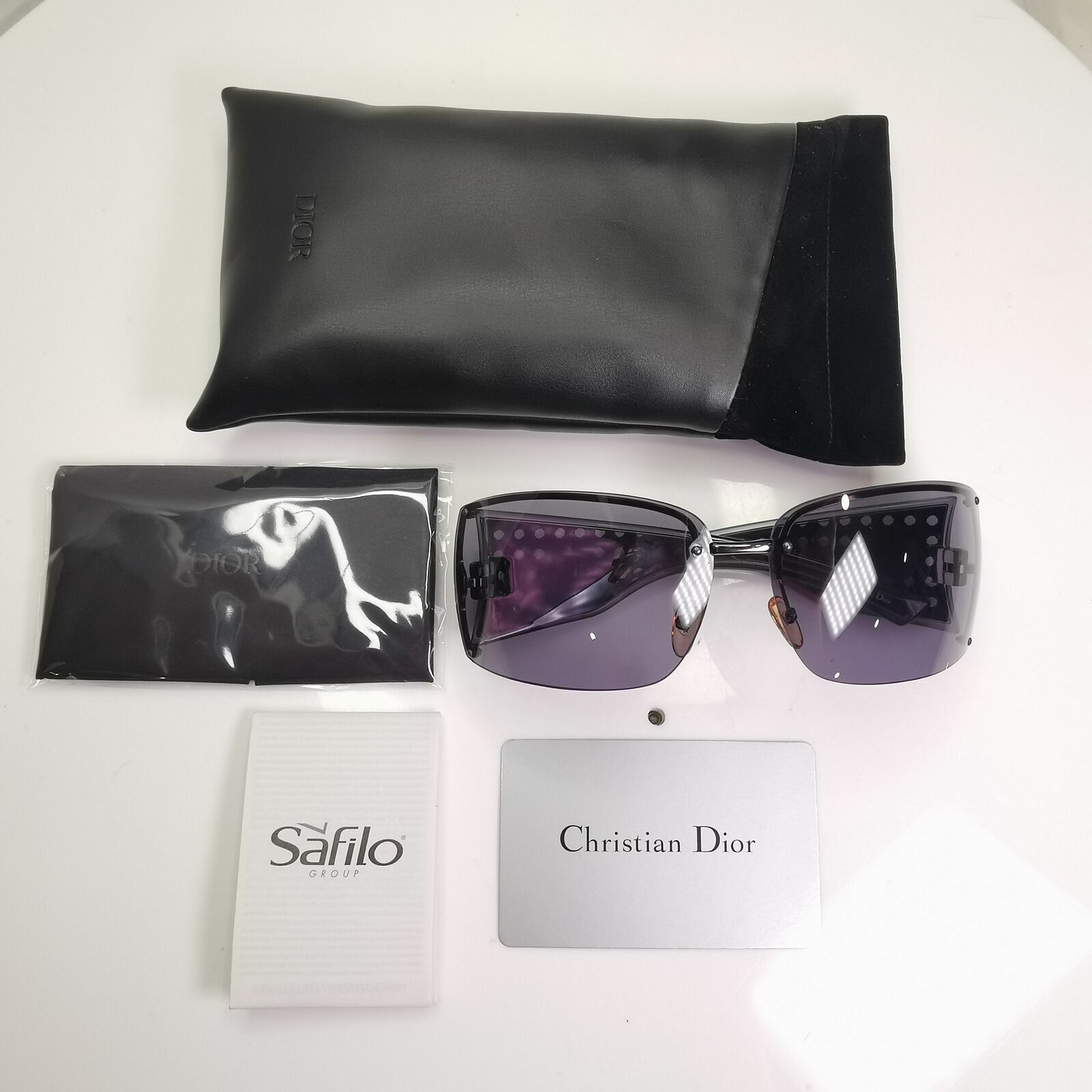 Dior Quadrille Black Large Sunglasses Womens Square Black Mesh Grey F QHOAP