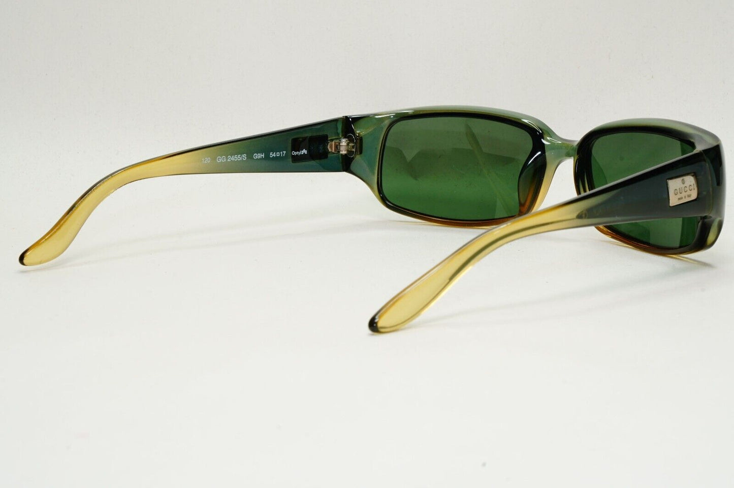Gucci Sunglasses 1999 Vintage Green Transparent Rectangle GG 2455/S G9H 141024