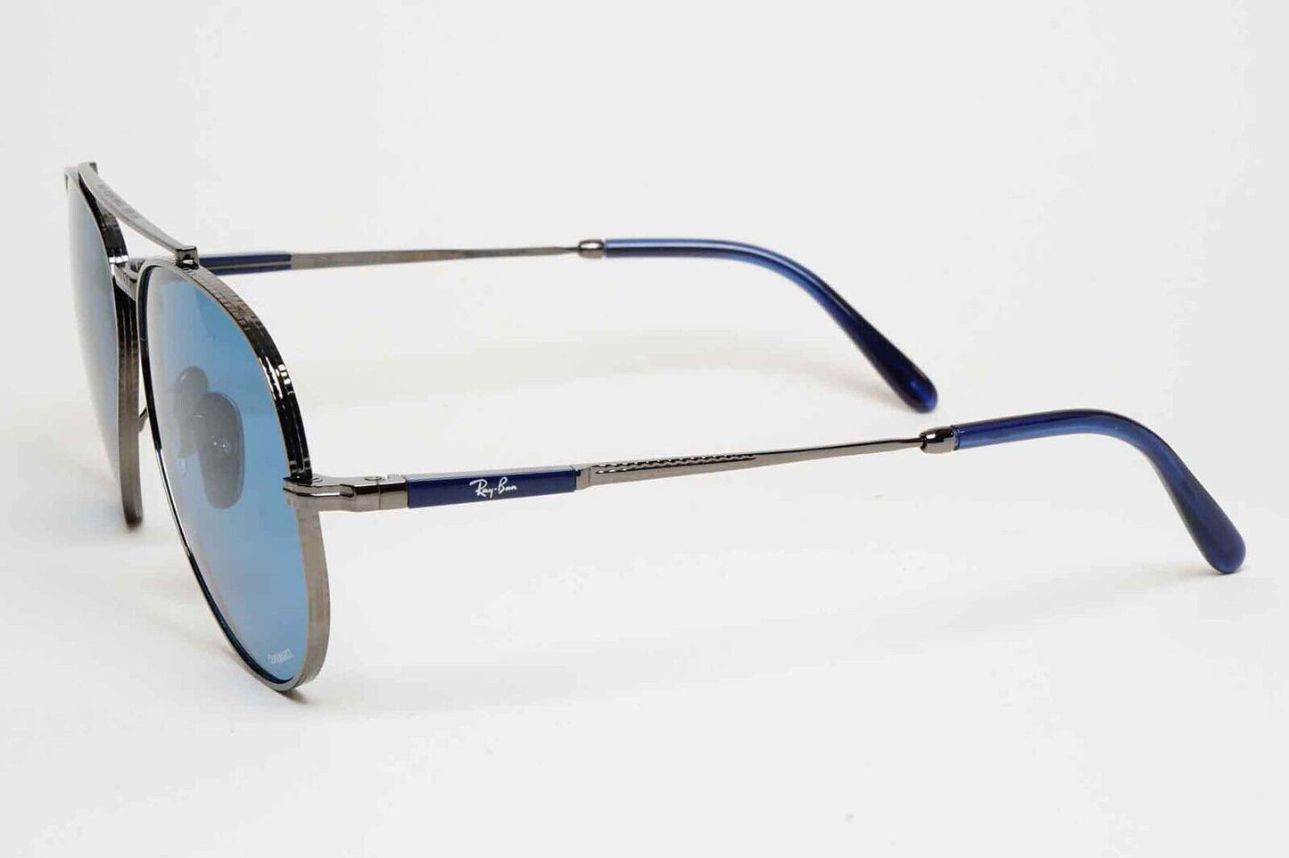 Ray-Ban Sunglasses Aviator Titanium Polarised Gunmetal Blue RB 8225 3142/S2 62mm