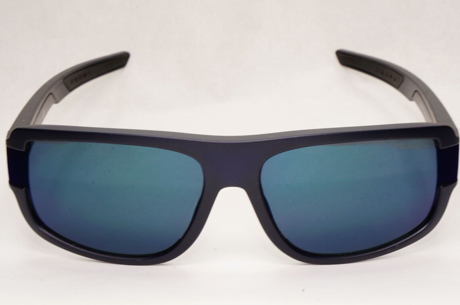 Prada Sunglasses Blue Mirror Rubber Wrap Square PS03WS SPS 03W UR7-01G