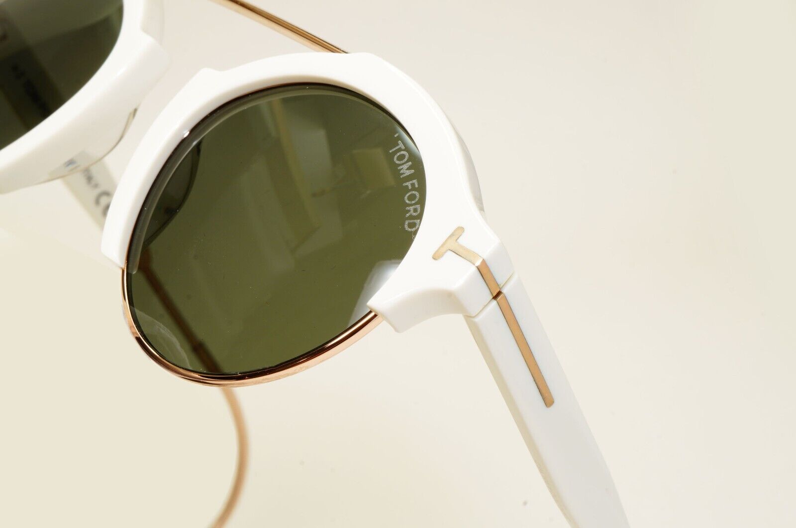 Tom Ford Sunglasses Farrah-02 Ear Loop White Green Gold FT0631 TF 631 25N 49mm