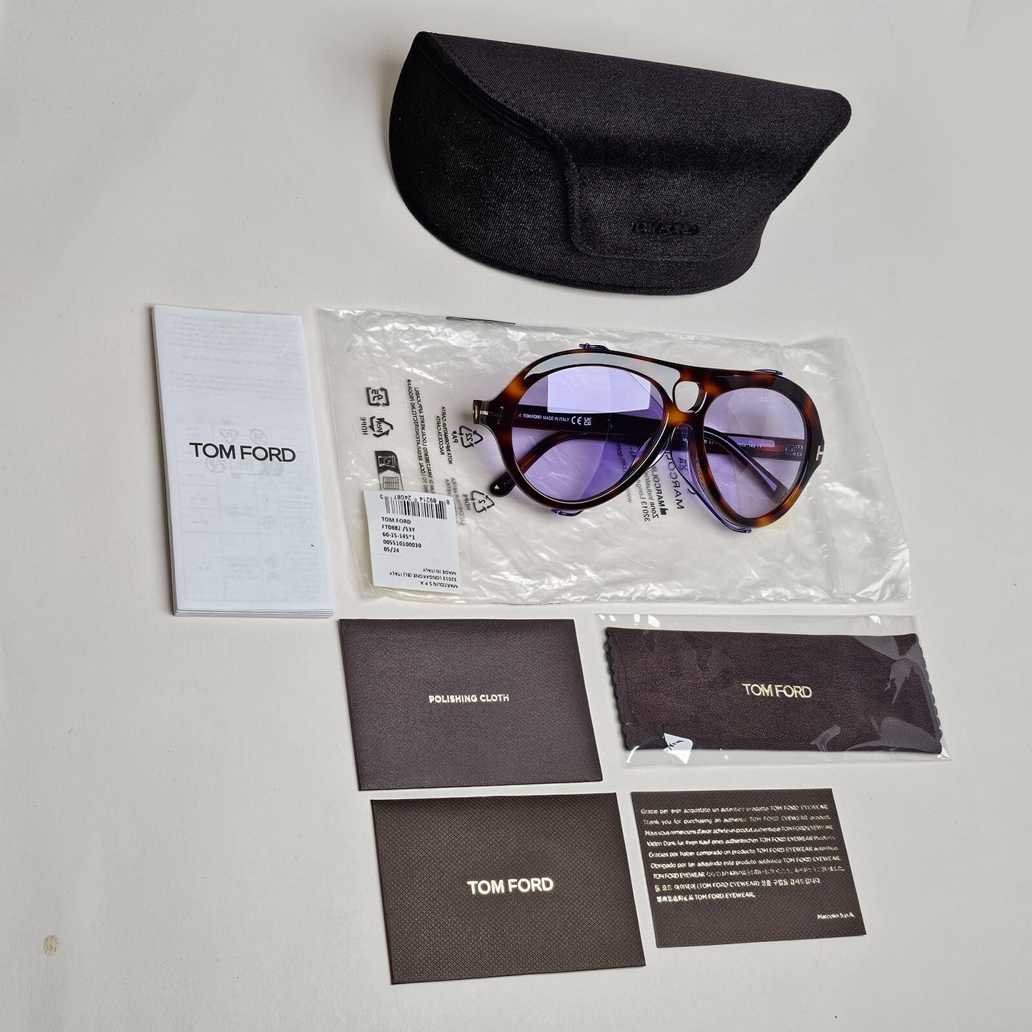 Tom Ford Sunglasses Neughman Brown Violet Pilot Side Shields FT0882 TF 882 53Y