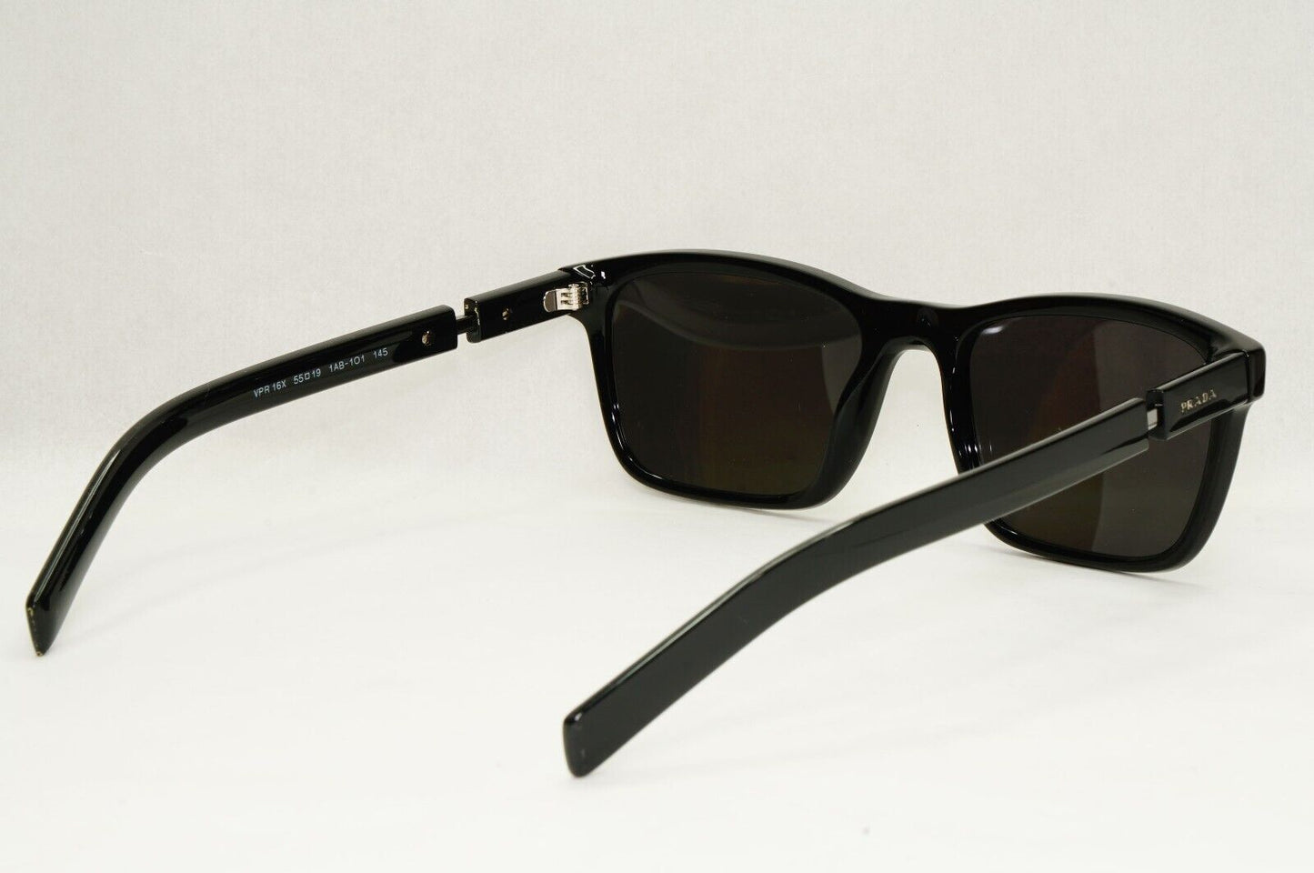Prada Sunglasses Black Square Glossy Fashion PR16XV VPR 16X 1AB-1O1 55mm