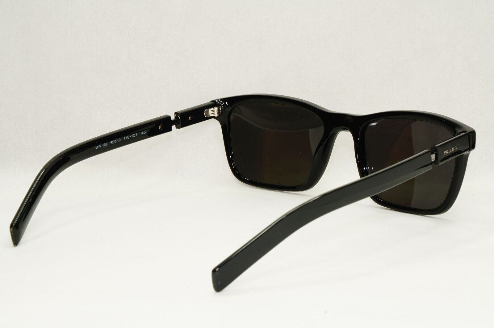Prada Sunglasses Black Square Glossy Fashion PR16XV VPR 16X 1AB-1O1 55mm