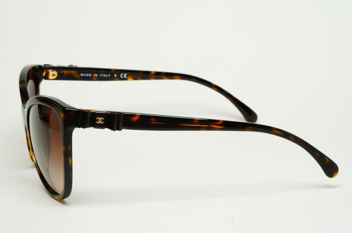 Chanel Sunglasses Leather Bow Brown Tortoise Cat Eye 5281-Q c.714/S5 070325