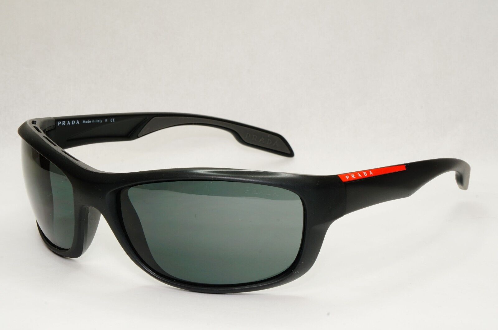 Prada Sunglasses Black Wrap Linea Rossa Red Stripe PS04NS SPS 04N 1BO-1A1 65mm