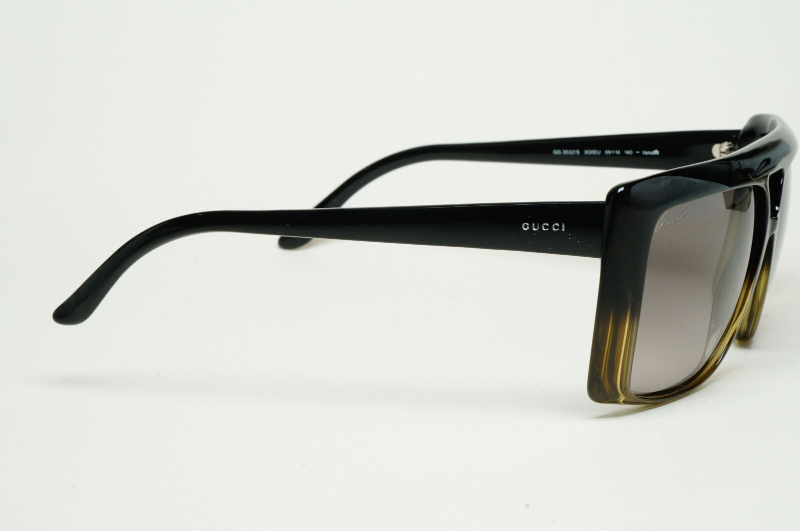 Gucci Sunglasses 2010 Vintage Unisex Square Black Grey GG 3532/S 3G0EU 59mm